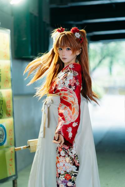 蠢沫沫 EVA 明日香 和服 Cosplay写真第 4 张