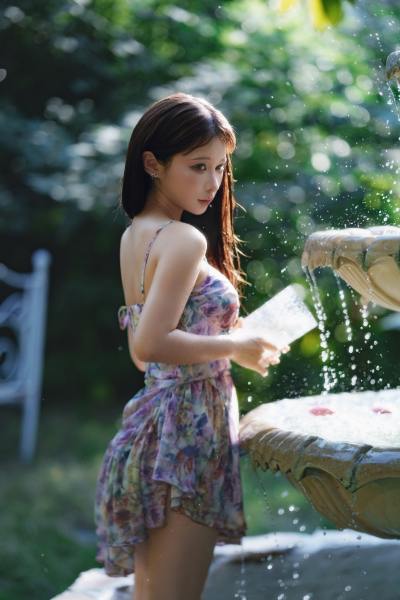 蠢沫沫 水池碎花裙 Cosplay写真第 4 张