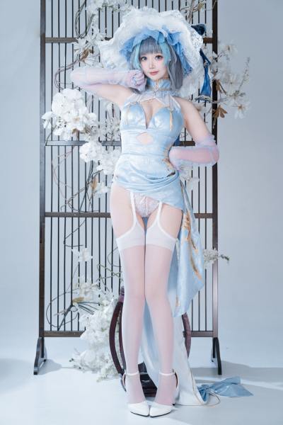 面饼仙儿 碧蓝航线 柴郡 猫猫 蓝旗袍 [40P-438MB] Cosplay写真第 33 张