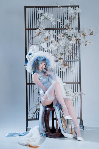 面饼仙儿 碧蓝航线 柴郡 猫猫 蓝旗袍 [40P-438MB] Cosplay写真第 16 张