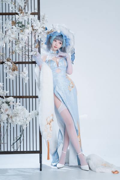 面饼仙儿 碧蓝航线 柴郡 猫猫 蓝旗袍 [40P-438MB] Cosplay写真第 22 张