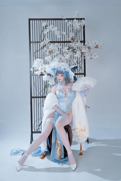 面饼仙儿 碧蓝航线 柴郡 猫猫 蓝旗袍 [40P-438MB] Cosplay写真第 19 张