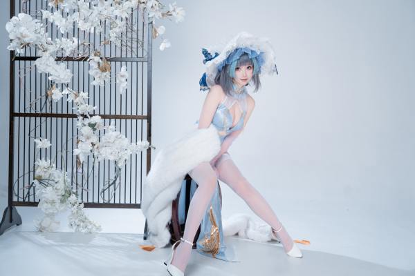 面饼仙儿 碧蓝航线 柴郡 猫猫 蓝旗袍 [40P-438MB] Cosplay写真第 24 张