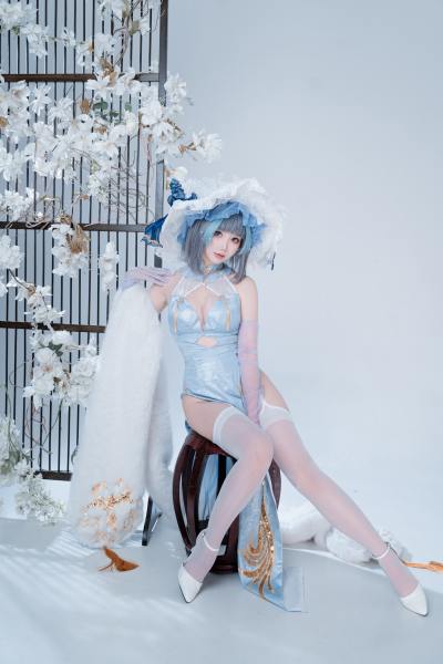面饼仙儿 碧蓝航线 柴郡 猫猫 蓝旗袍 [40P-438MB] Cosplay写真第 23 张