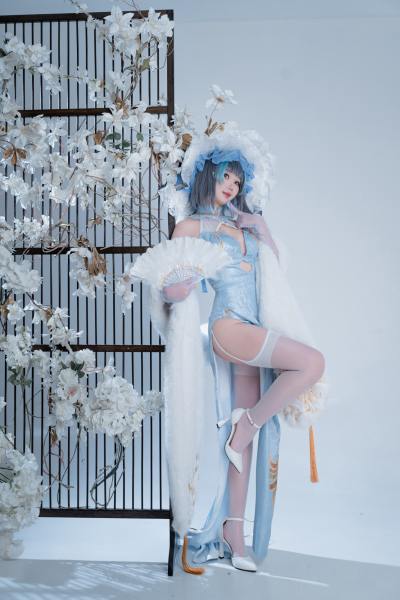 面饼仙儿 碧蓝航线 柴郡 猫猫 蓝旗袍 [40P-438MB] Cosplay写真第 20 张