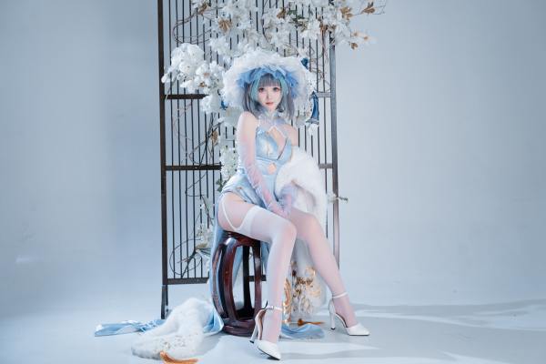 面饼仙儿 碧蓝航线 柴郡 猫猫 蓝旗袍 [40P-438MB] Cosplay写真第 15 张