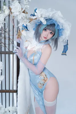 碧蓝航线 柴郡 猫猫 蓝旗袍
