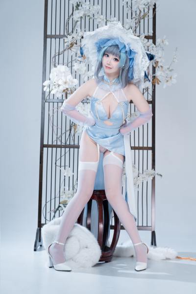 面饼仙儿 碧蓝航线 柴郡 猫猫 蓝旗袍 [40P-438MB] Cosplay写真第 27 张