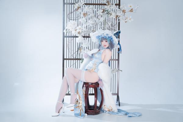 面饼仙儿 碧蓝航线 柴郡 猫猫 蓝旗袍 [40P-438MB] Cosplay写真第 3 张